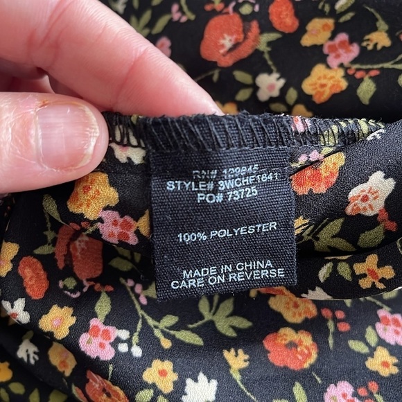 Max + Ash Black Ditzy Floral Print Midi Dress Size XL Puff Sleeve High Neck NWT - Picture 10 of 15